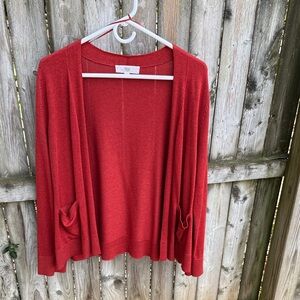 FREE w/purchase Pinque Open Front Cardigan Sweater pockets Rust Burnt Orange L